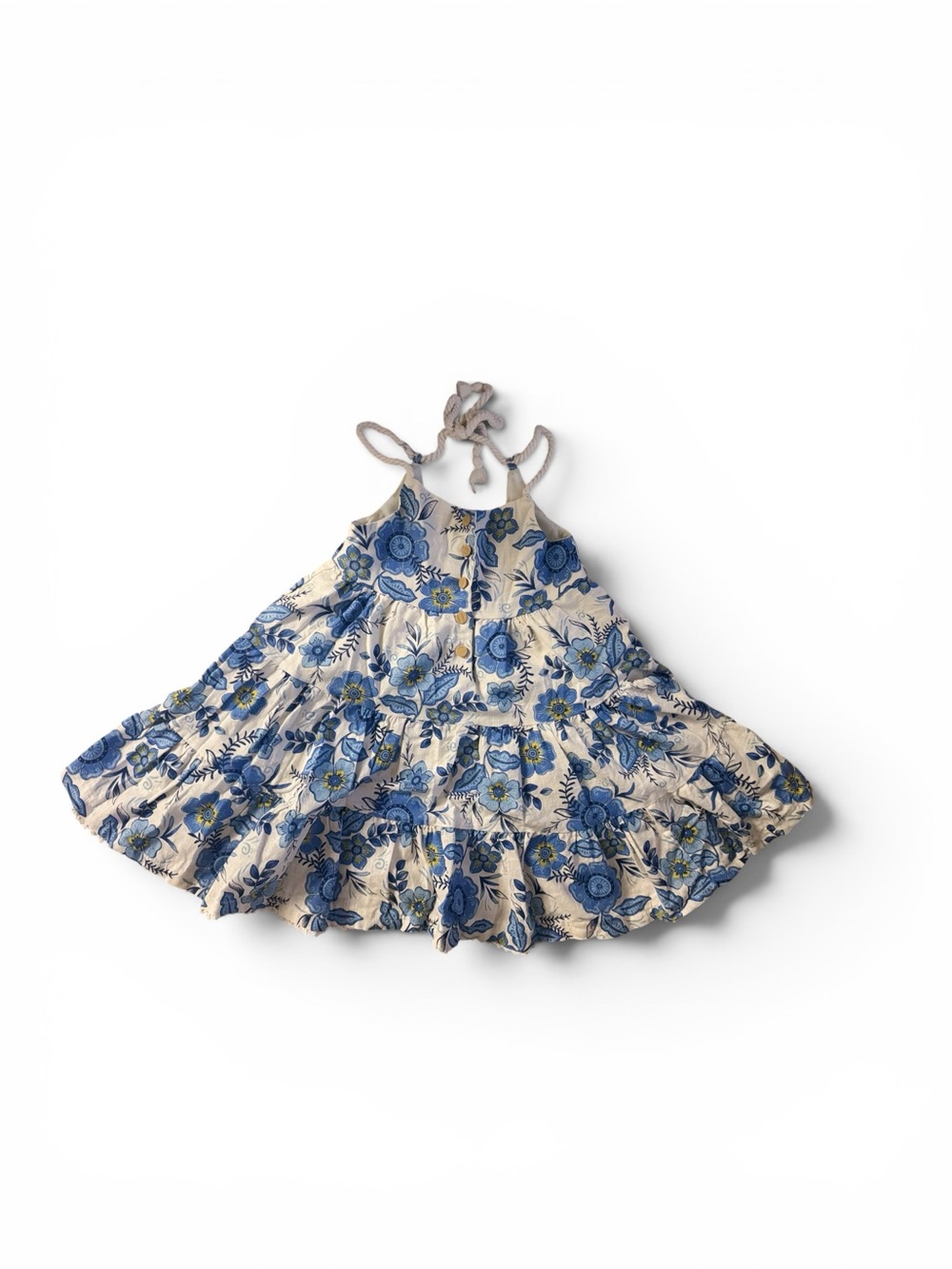 Haute Hippie 3T Blue Floral Tie-Strap Dress